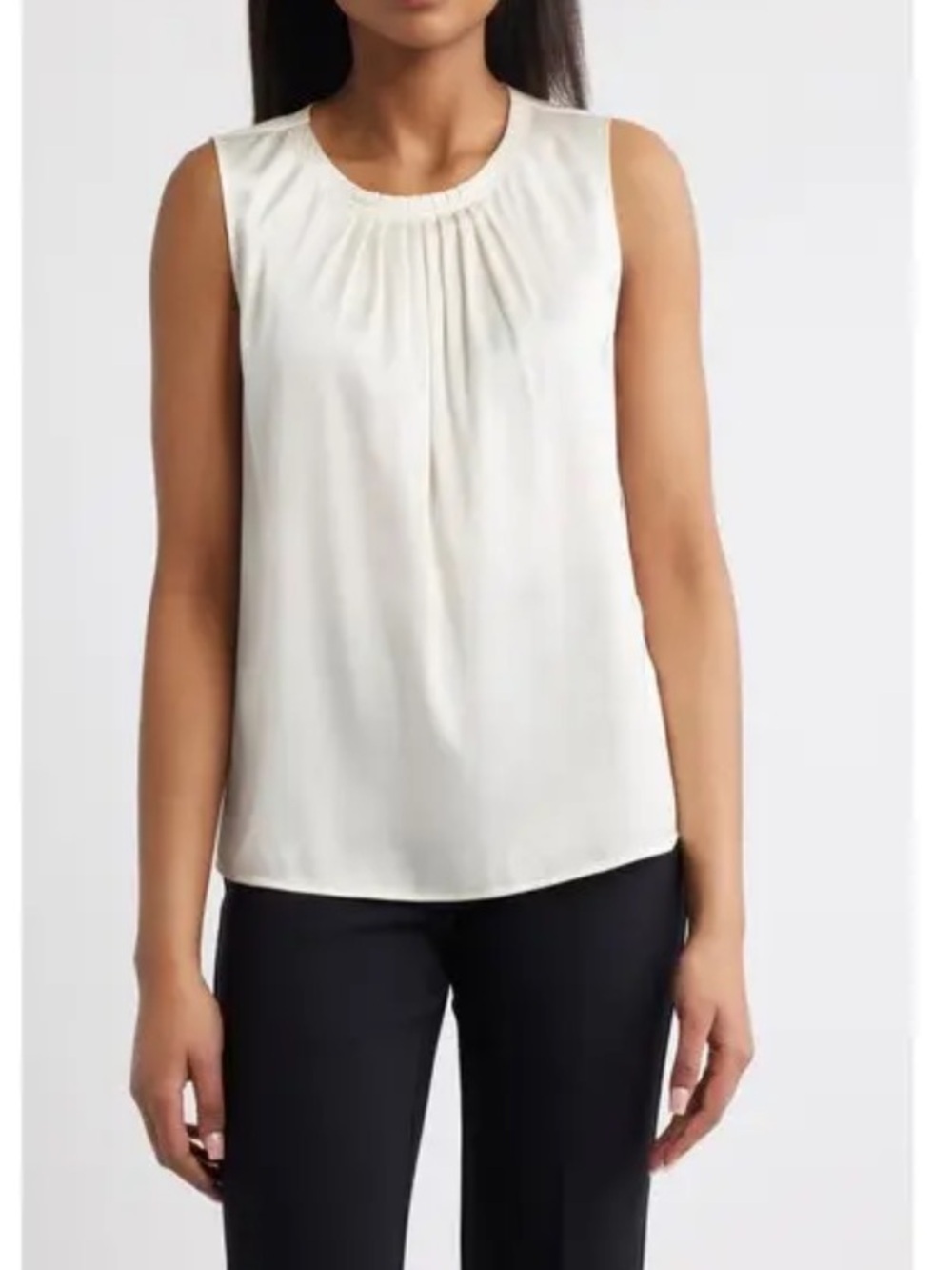 ANNE KLEIN 
Pleated Sleeveless Top